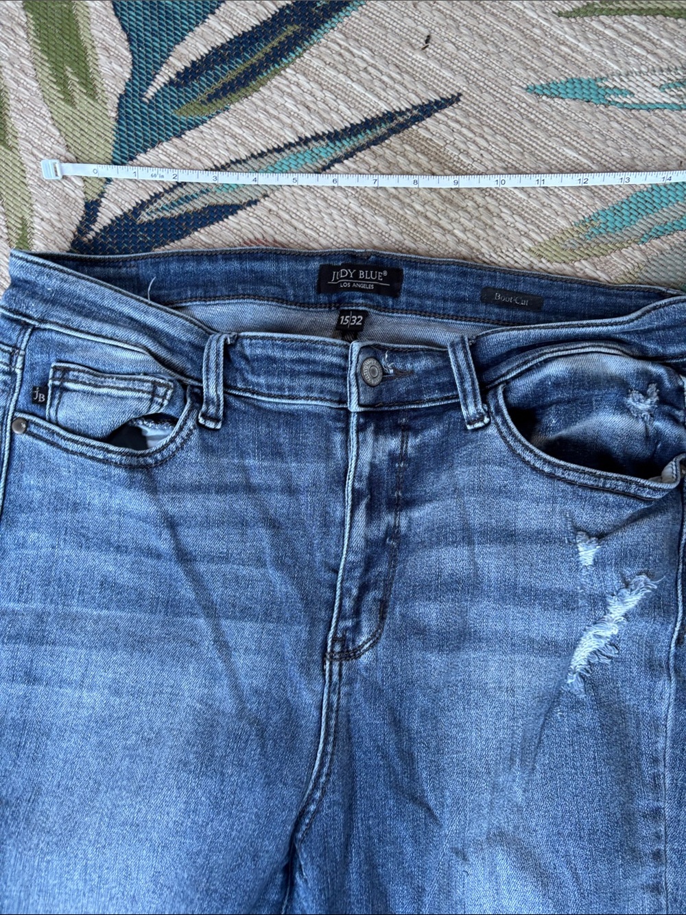 Distressed Blue Judy Blue Women's Flare Jeans - Picture 2 of 11